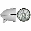 In Pro Car Wear 5.75 in. Smooth Headlight Bucket, Chrome with T50100 ICE DC Headlamp HB51010-1